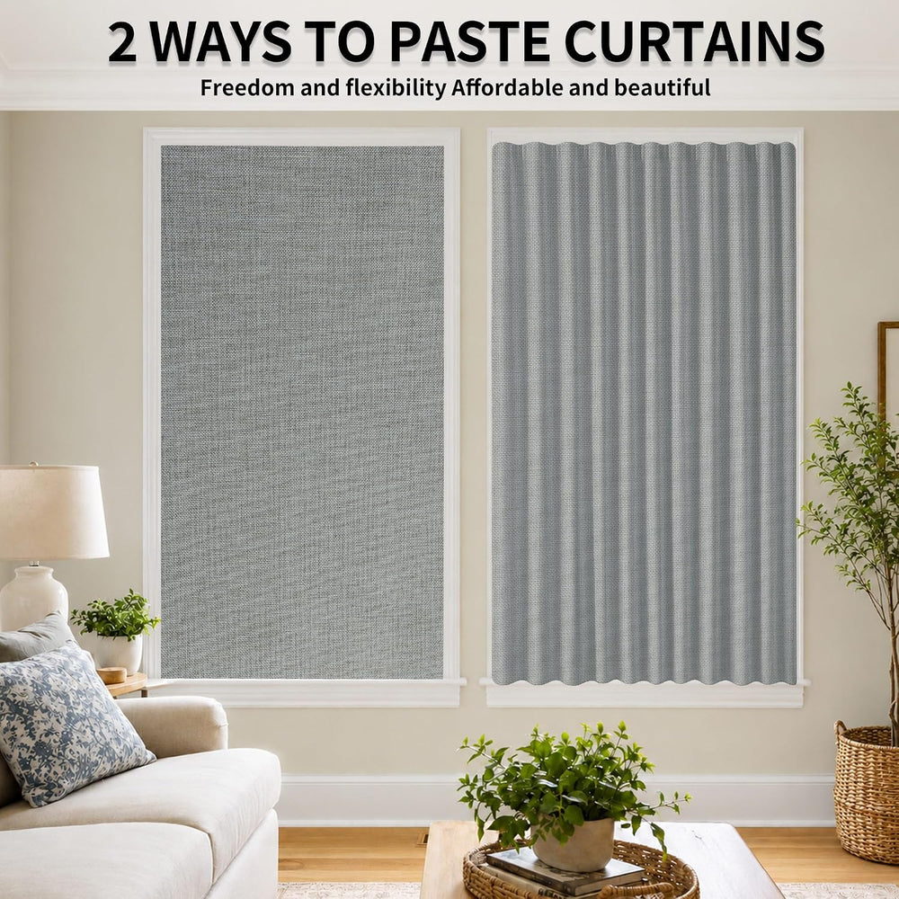 Adhesive Blackout Curtains for Blinds, Stick On Curtains No Drill Needed, 100...