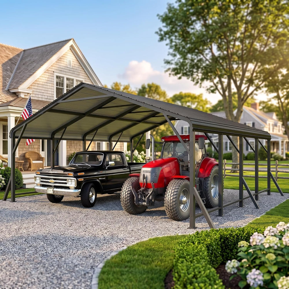 Wisteria Lane 20' x 20' Metal Carport, Heavy Duty Metal Carport for O...