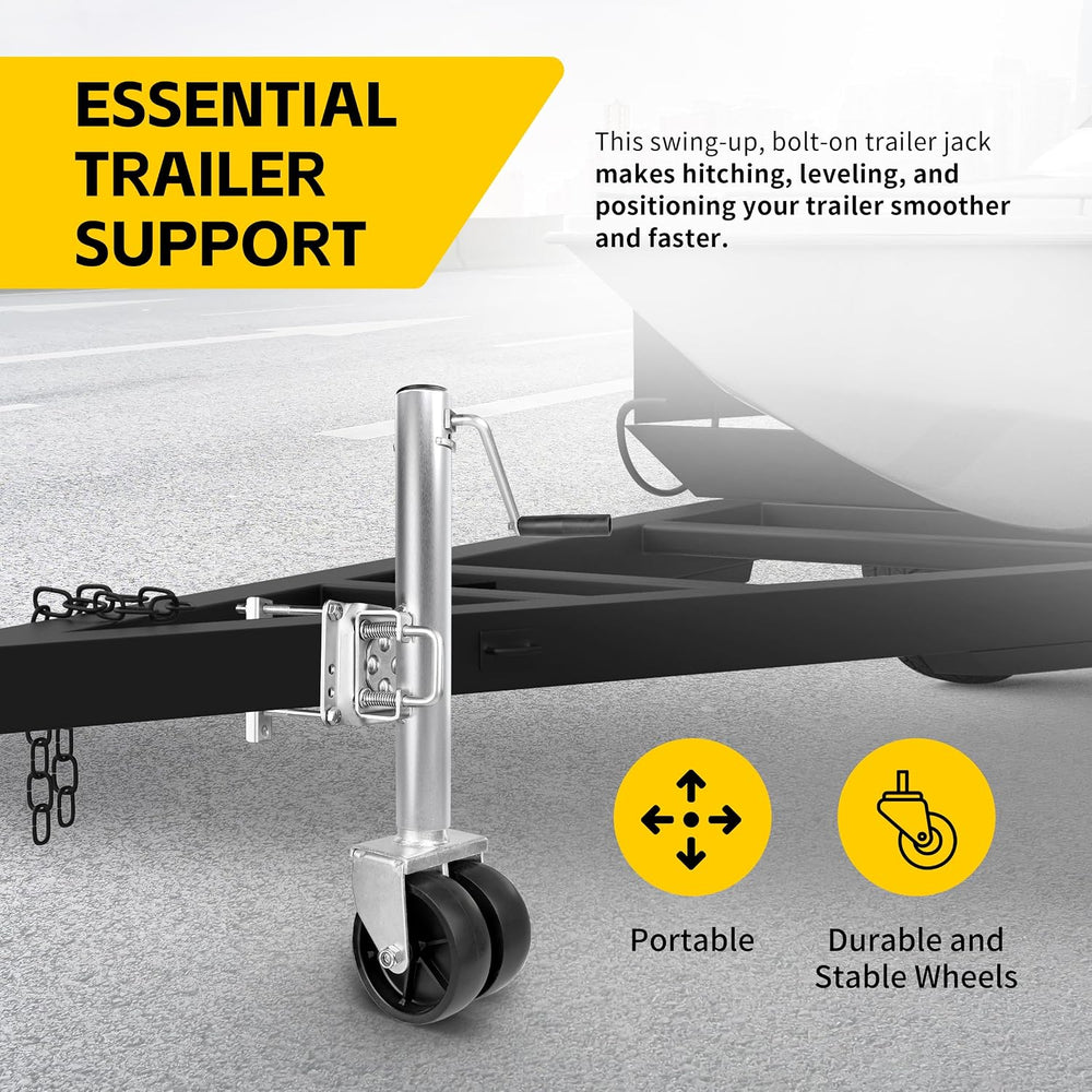 MaxxHaul 70149 Trailer Jack with 11-1/2" Lift, Swing-Back Design, Side W...