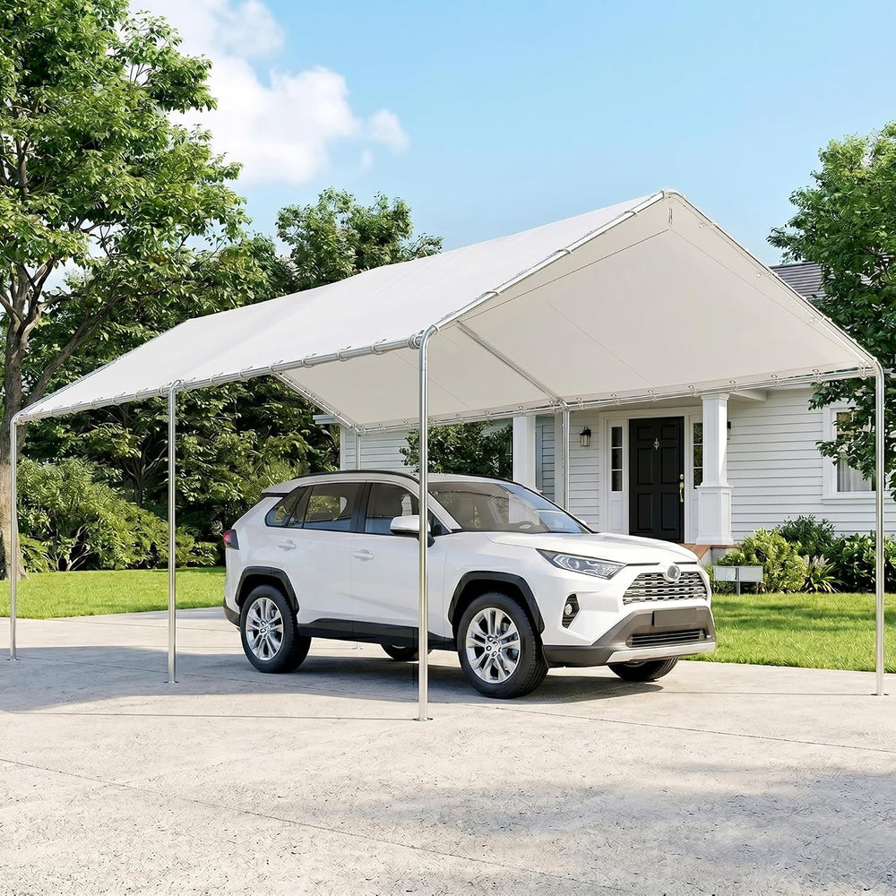 Outsunny 9.6'x19.5' Carport Outdoor Heavy Duty Galvanized Car Canopy ...