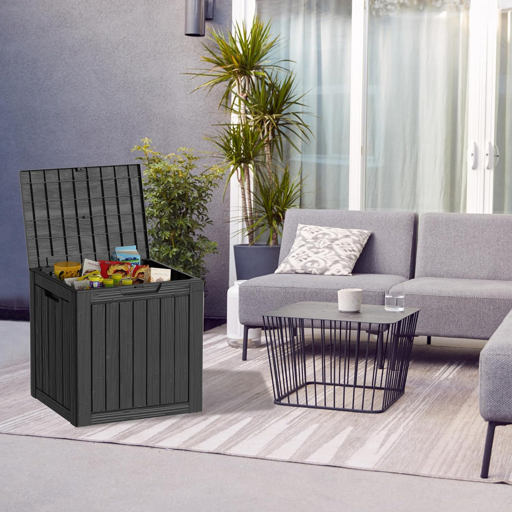 Outdoor Storage Box 35GAL Waterproof Resin Deck Box,Pool Accessories Supplies...