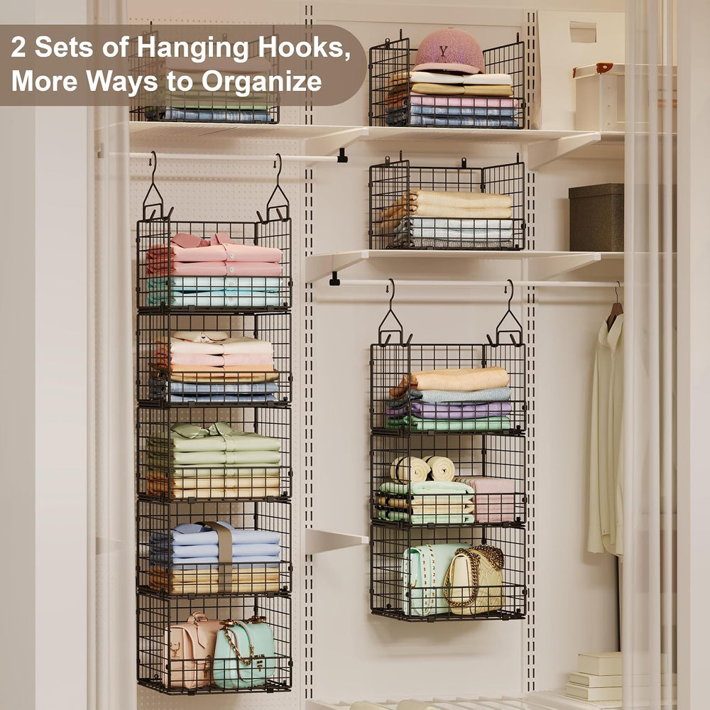 Sonyabecca 5-Tier Hanging Closet Organizer โ Black Closet Storage Shelves wit...