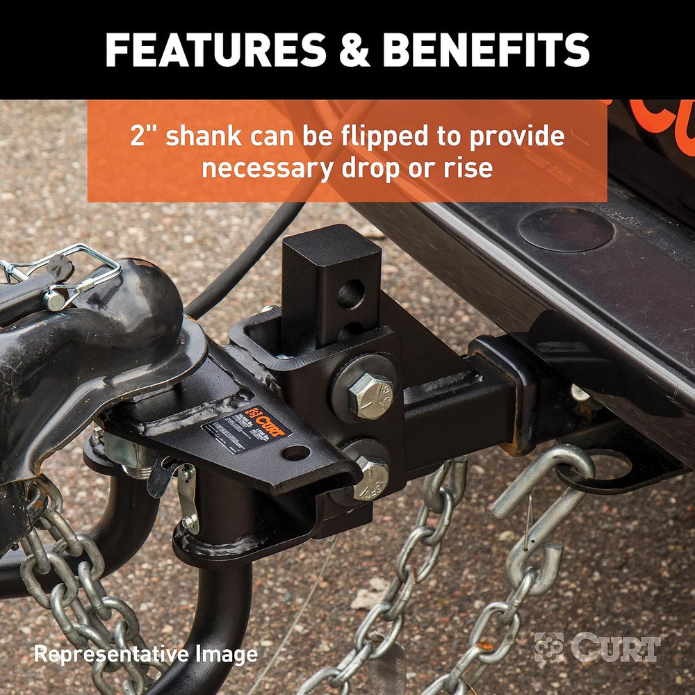 CURT 17063 Round Bar Weight Distribution Hitch with Sway Control, 14,000 lb