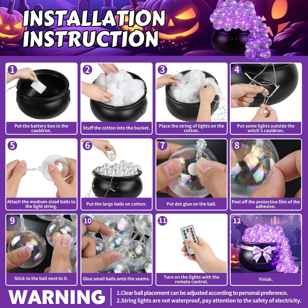 Halloween Witches Cauldron Decorations, DIY Bubbling Large Cauldron Bowl Set ...