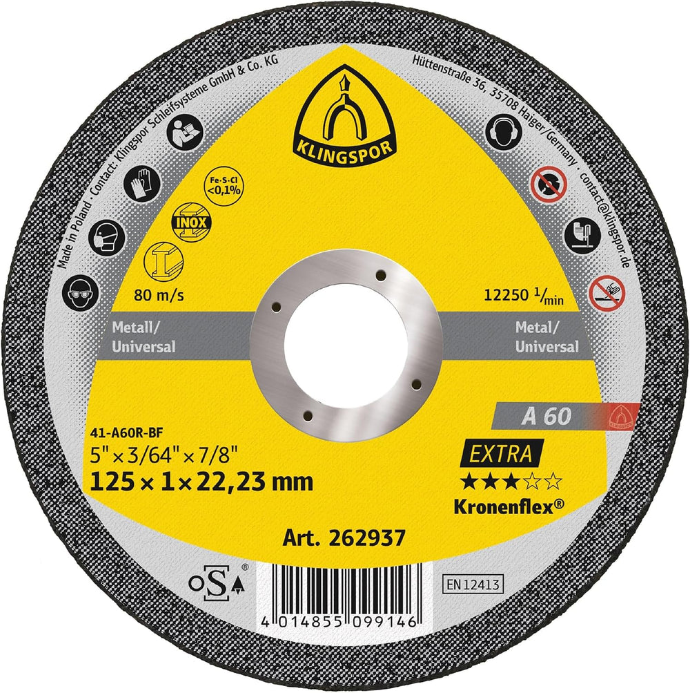 Klingspor A 24 R 13754 Cutting Wheel 100 x 2.5 x 16 mm 125 x 1 x 22,23 mm ger...