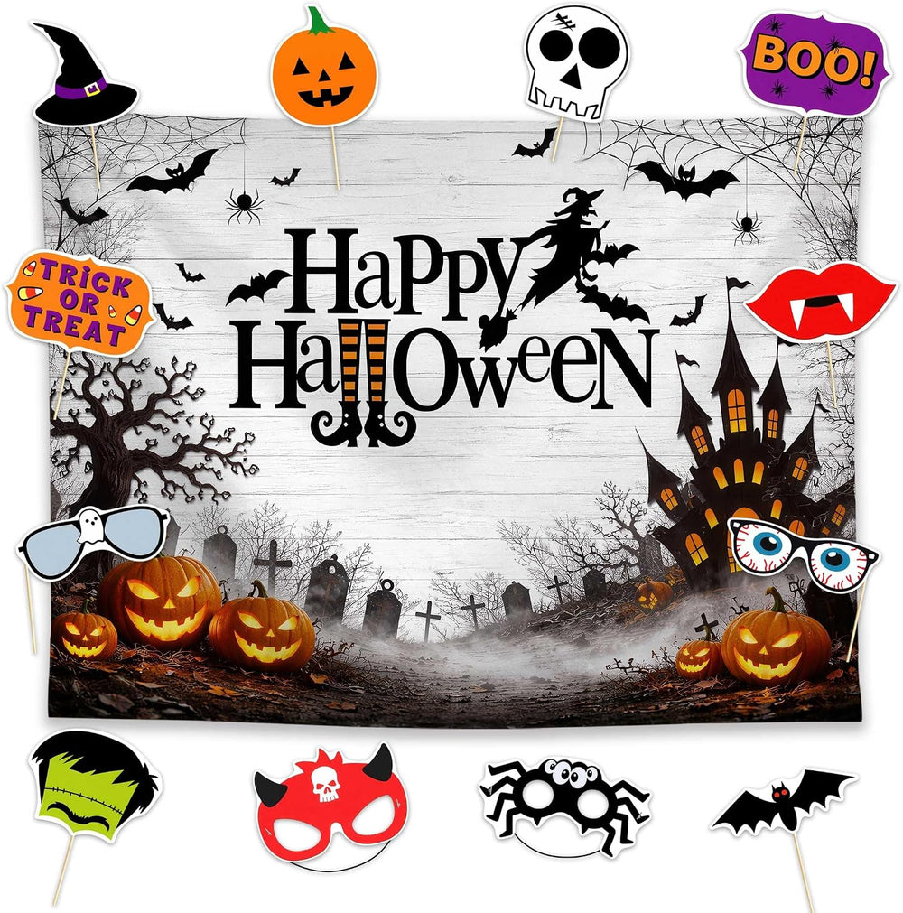 Allenjoy 96" x 72" Happy Halloween Photography Backdrop with Photo ...