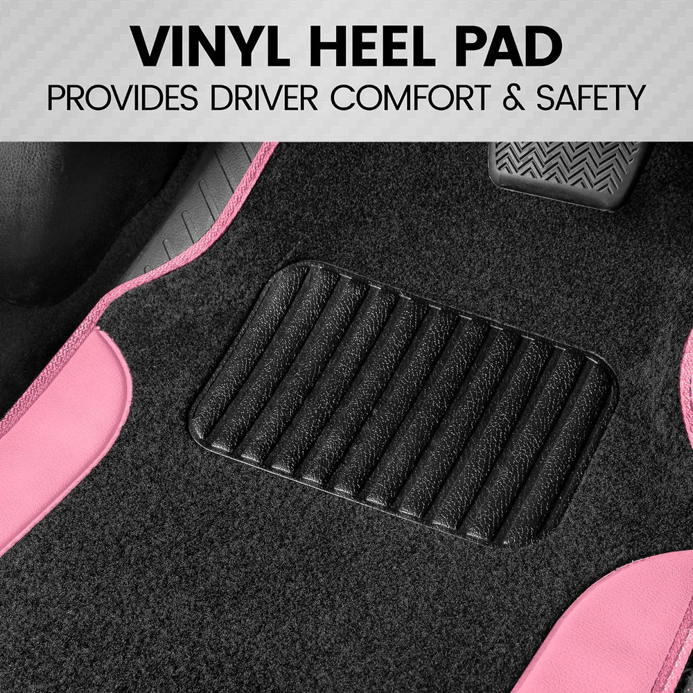 BDK PolyPro Pink Car Seat Covers Full Set with 4-Piece Car Floor Mats - Two-T...