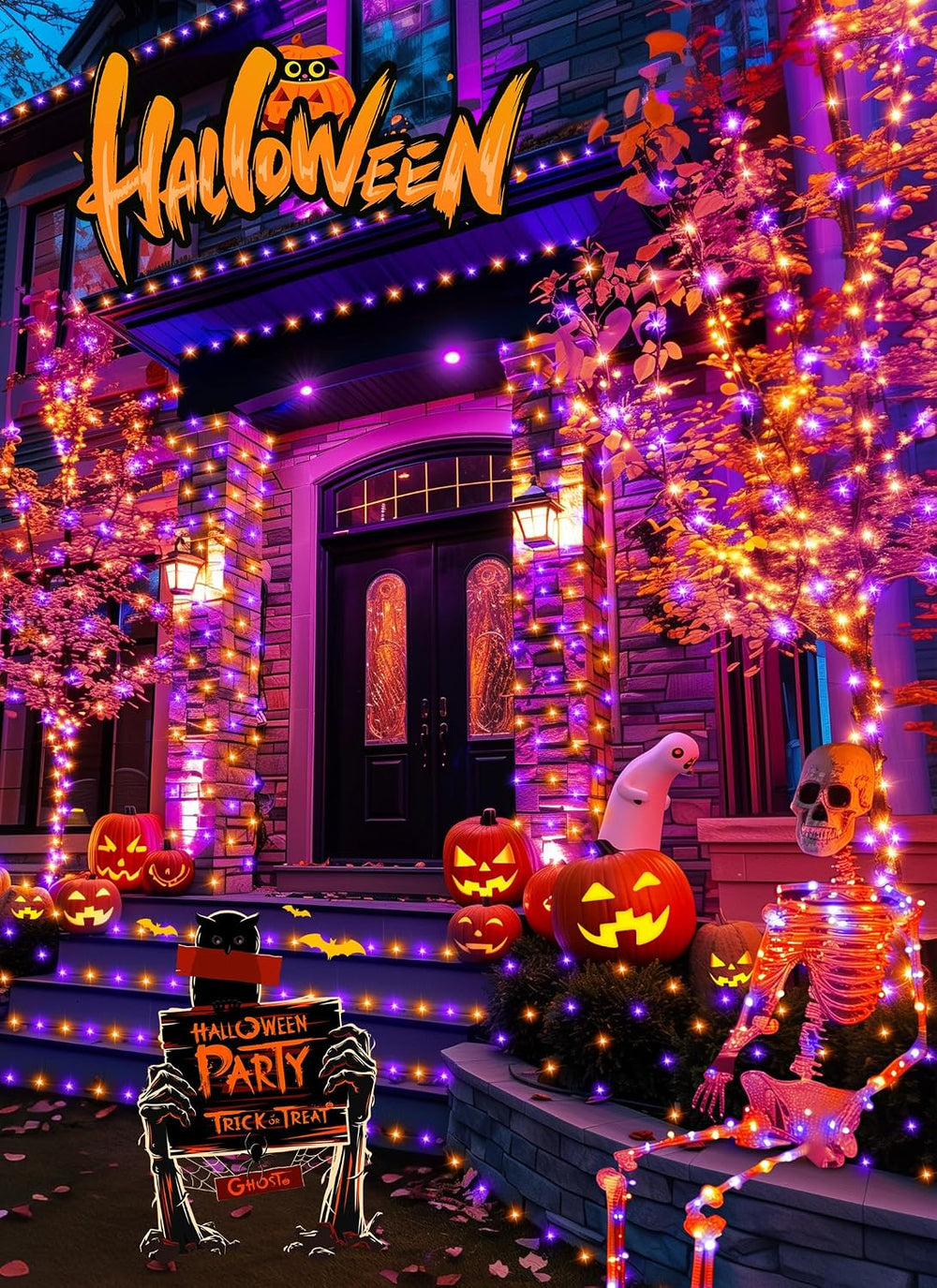 Minetom Halloween Solar Lights Outdoor,4Pack Total 160FT Halloweeen Light