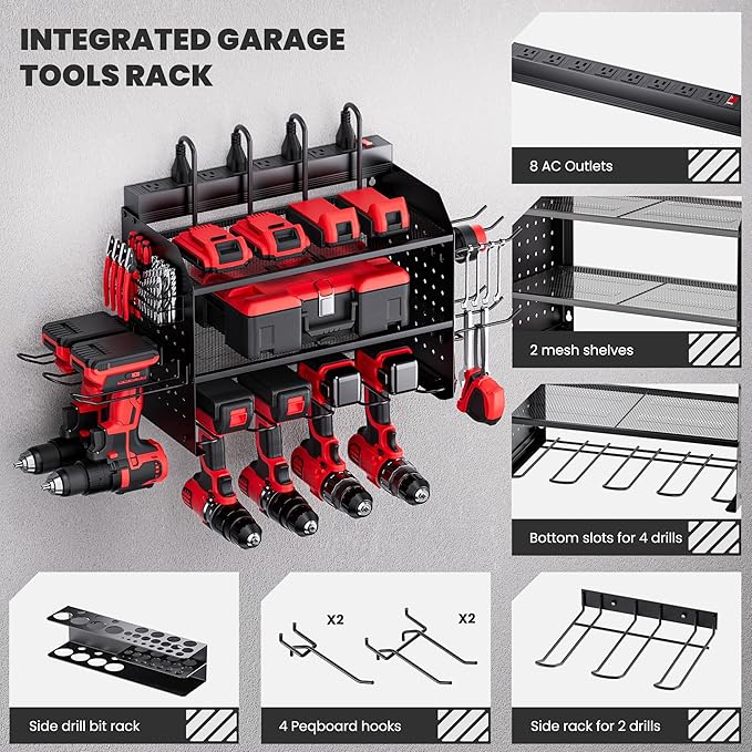 TRZZ Power Tool Organizer Wall Mount, 3-Layer Charging Station
