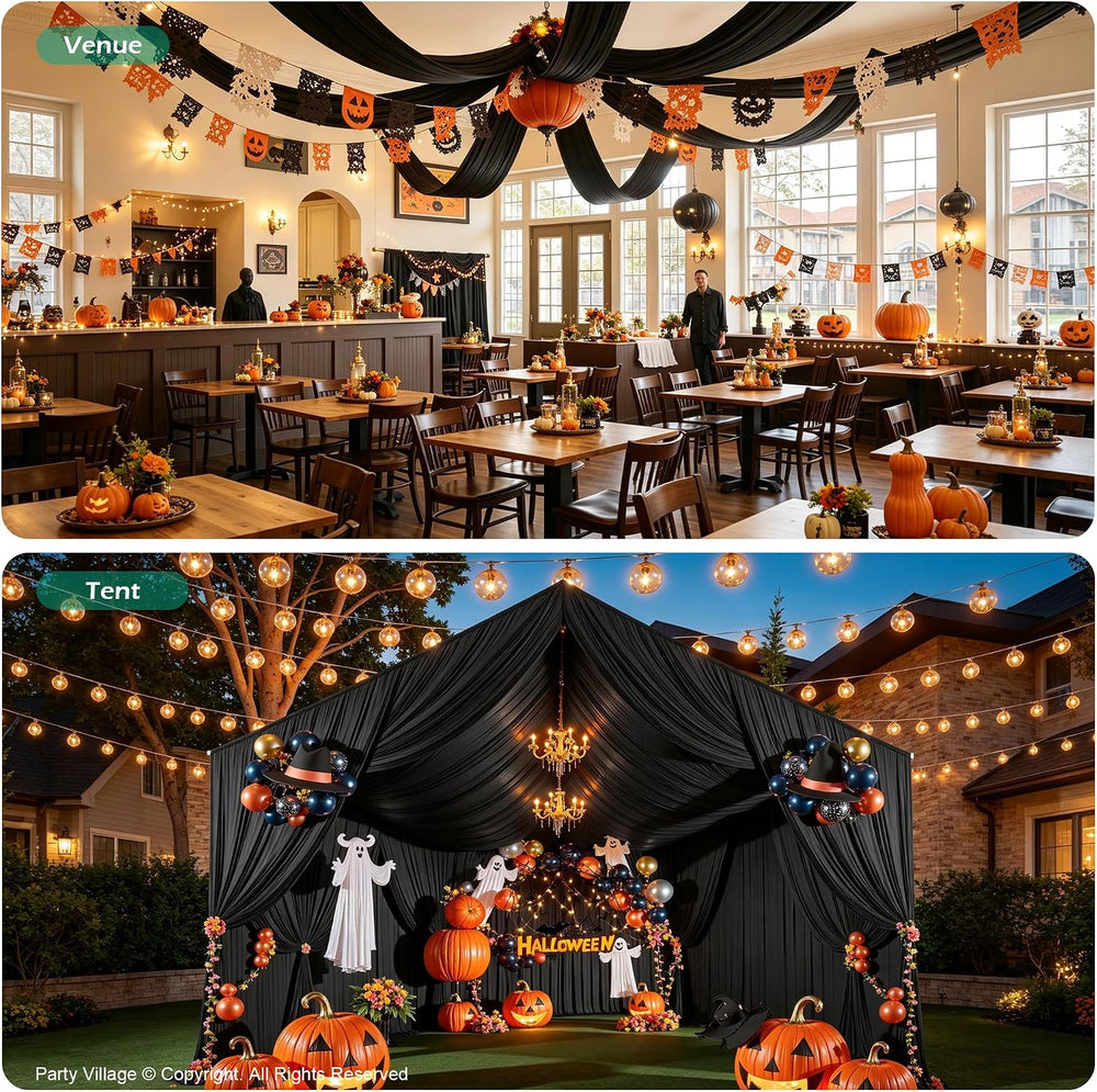 20FT x 50FT Black Ceiling Drapes for Halloween Party Decor