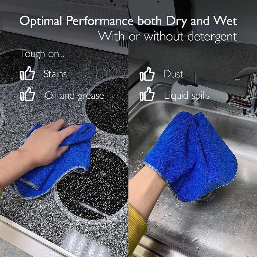 EvaClean Premium Microfiber Cleaning Cloth 16"x16" - Reusable, Wash...