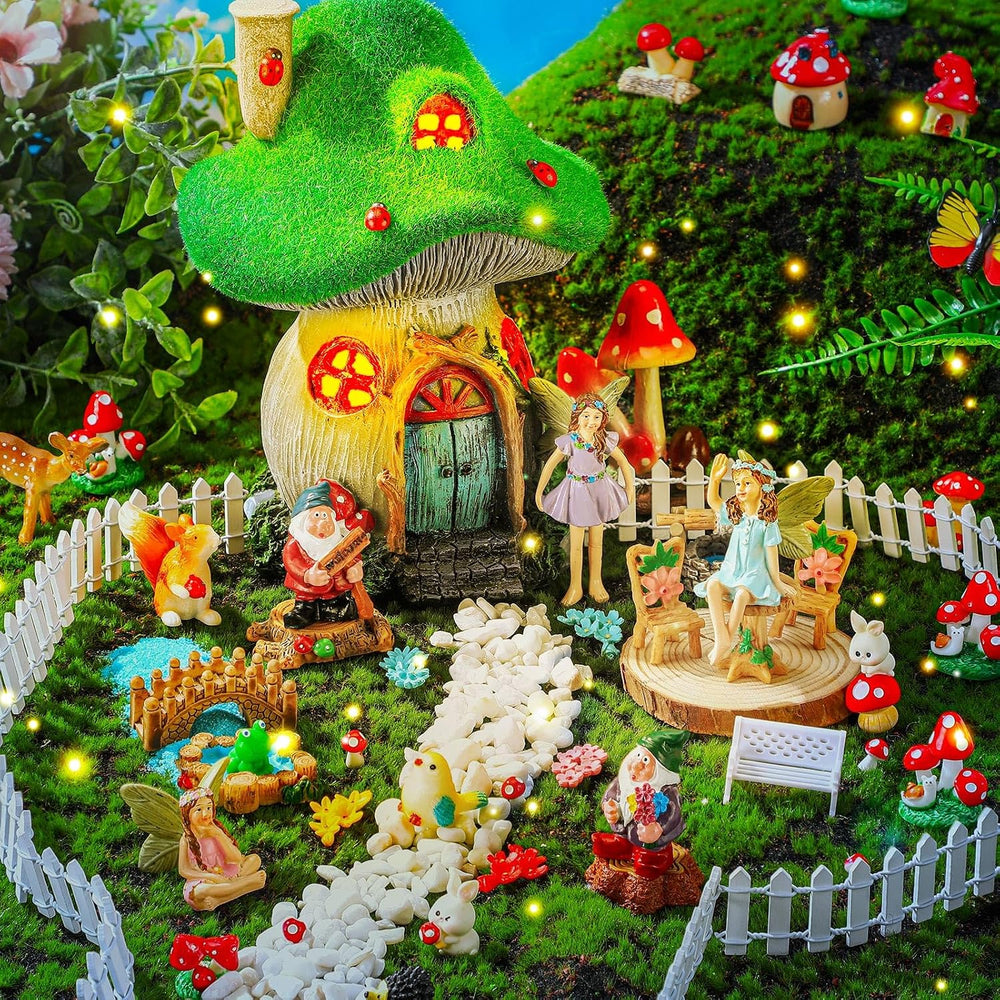 Suzile 50 Pcs Fairy Garden Accessories Kit with Miniature Figurines Outdoor