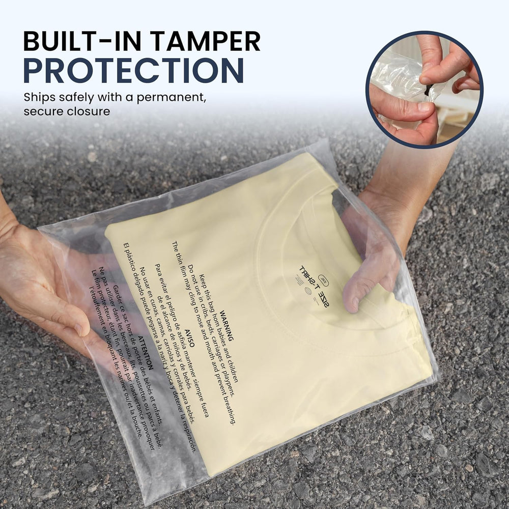 10x13 Inch Clear Poly Bags with Suffocation Warning (500 Count) โ Permanent S...