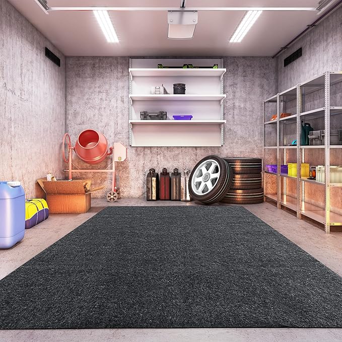 HOMBYS Garage Floor Mats for Under Car, Dark Grey Garage Flooring Rug,