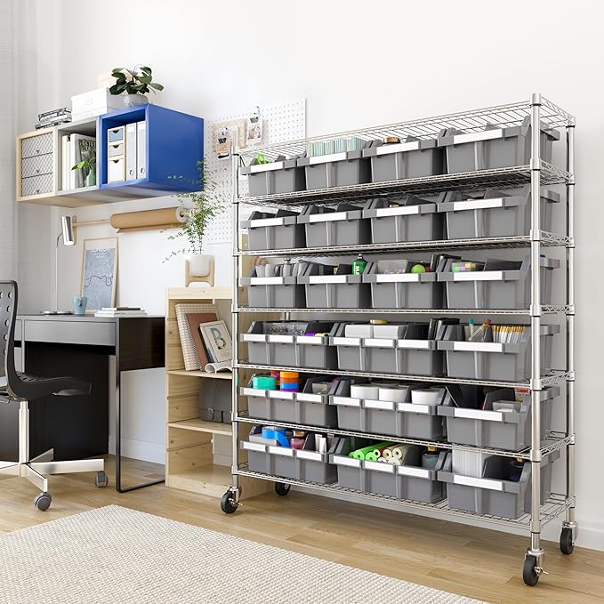 Seville Classics Heavy Duty NSF Bin Rack Solid Steel Wire Shelving Storage Unit