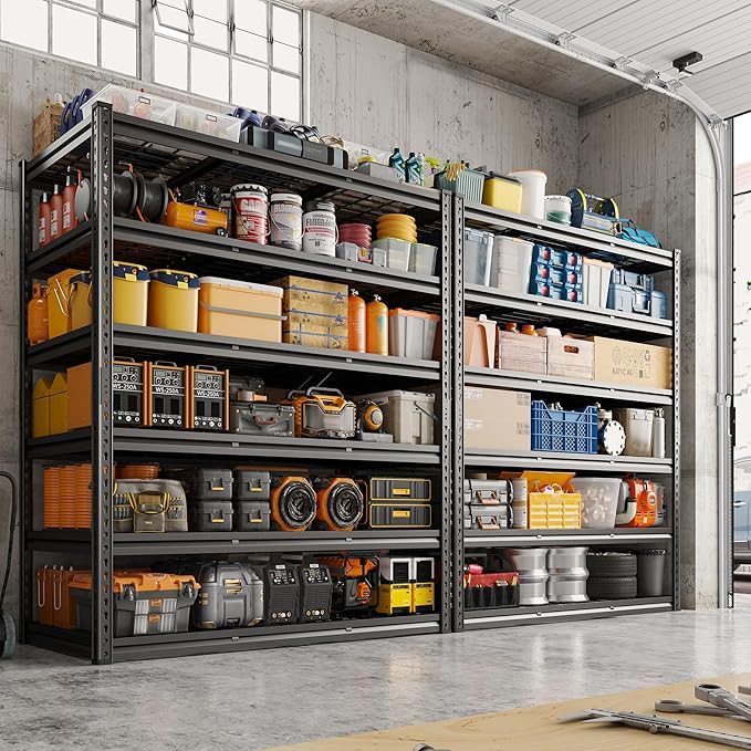 REIBII 3600LBS Garage Shelving 48" W Storage Shelves 6 Tier Garage Shelving