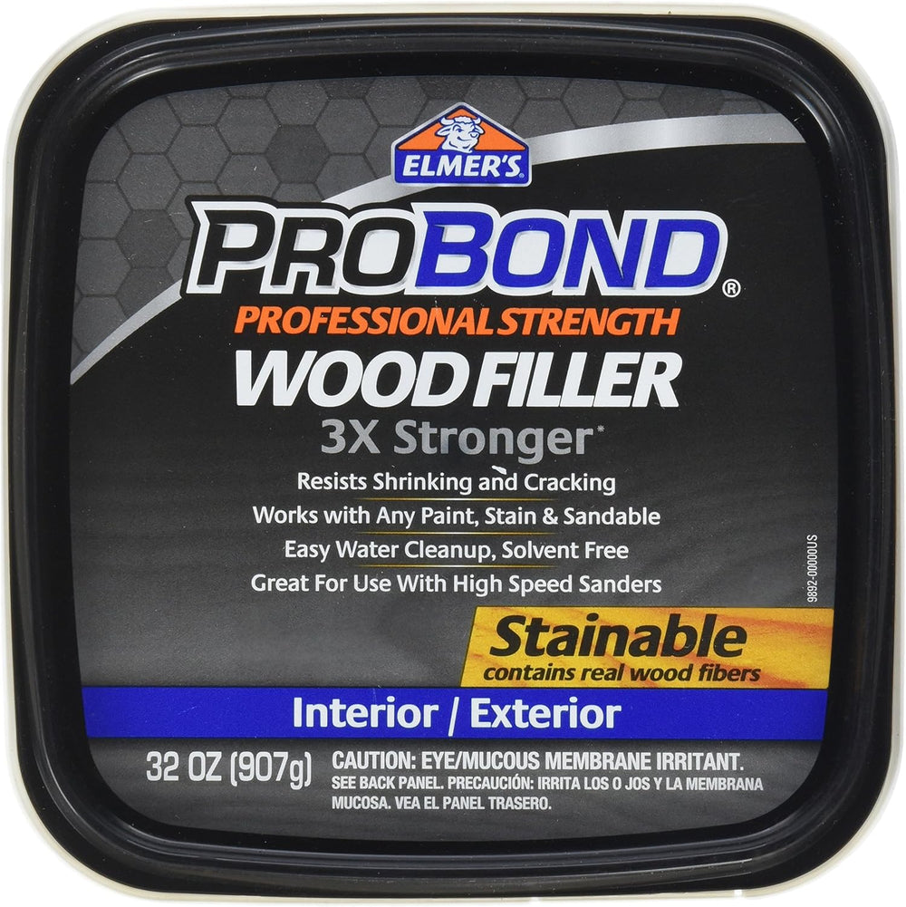 Elmers ProBond Professional Strength All Purpose Wood Filler, 32 Ounce Tub, I...