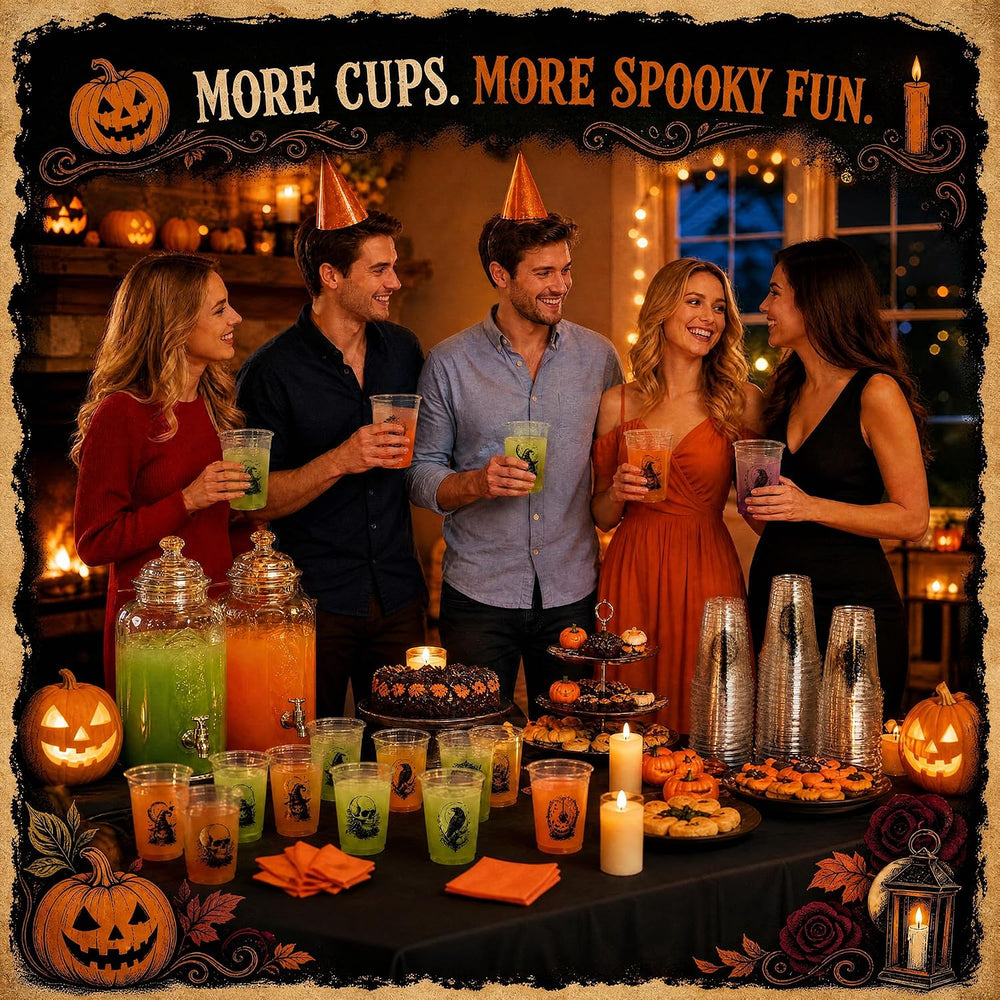 SiliFine 100 Pcs 12 oz Halloween Plastic Cups, Halloween Party Supplies