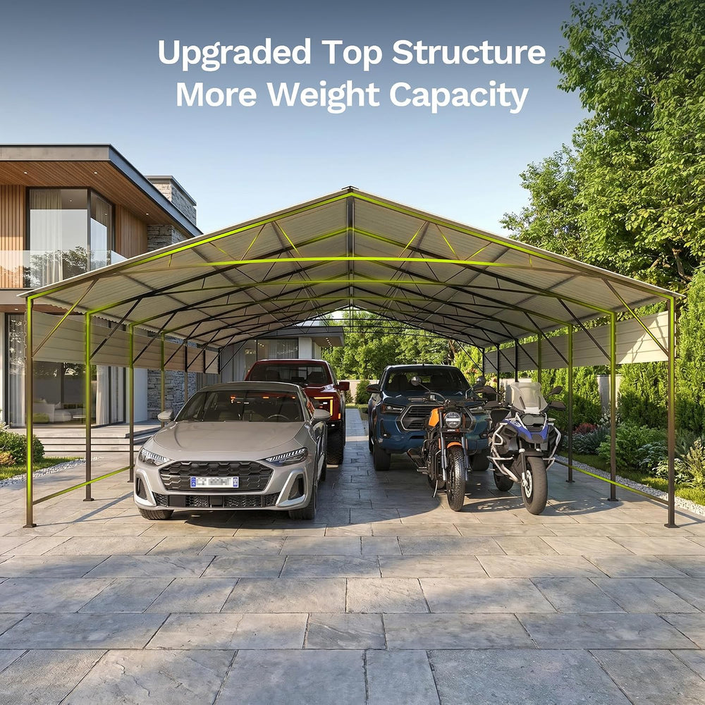 20x30 FT Metal Carport, Heavy Duty Oversized Carports, Black