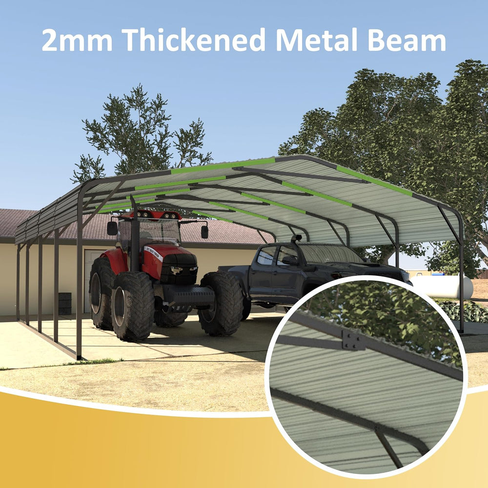 20'x20' Carport, Heavy Duty Metal Carport with Alloy Steel Roof, Car ...