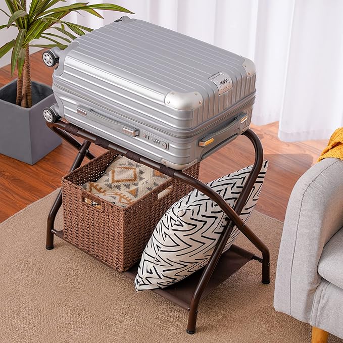 Heybly Luggage Rack, Steel Folding Suitcase Stand (Pack of 2)