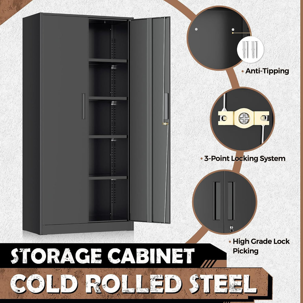 INTERGREAT Metal Storage Cabinet, 72โ H Storage Cabinet with 2 Doors and 4 Ad...