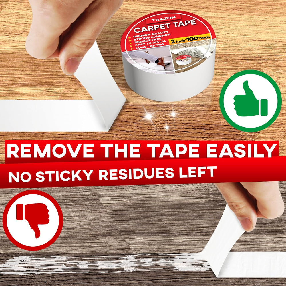 Carpet Tape Double Sided - Rug Tape Grippers for Hardwood Floors and Area Rug...