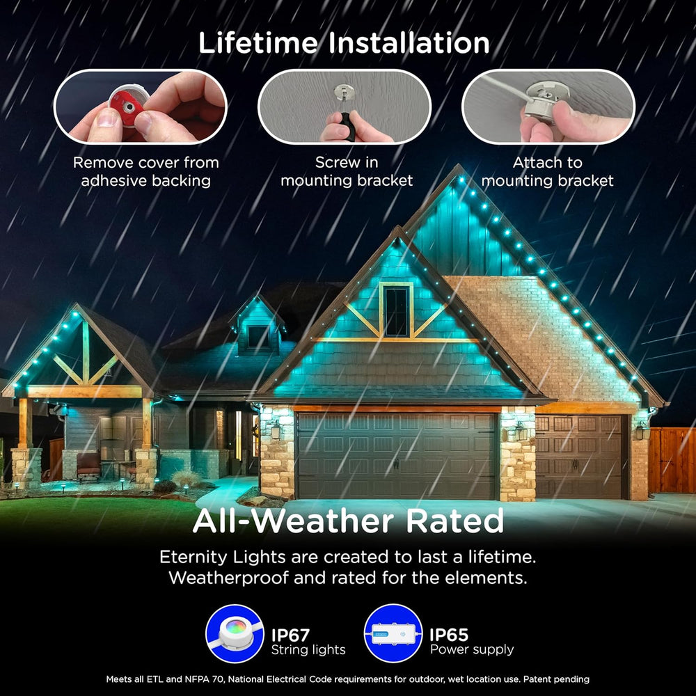 Enbrighten Eternity Permanent Outdoor Lights, 100ft, 72 Lights