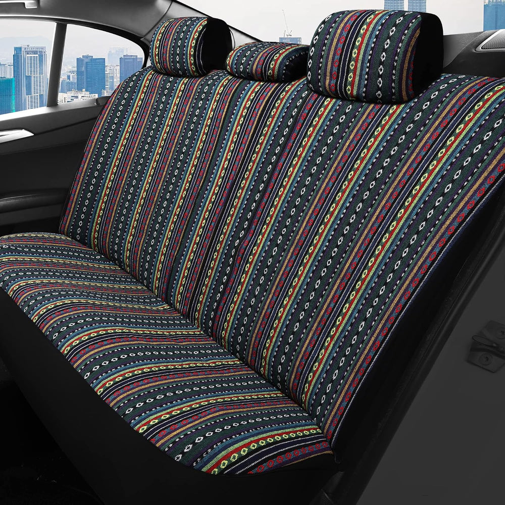 HAIYAOTIMES Baja Saddle Blanket Car Seat Covers Full Set with Seat Belt Pads,...