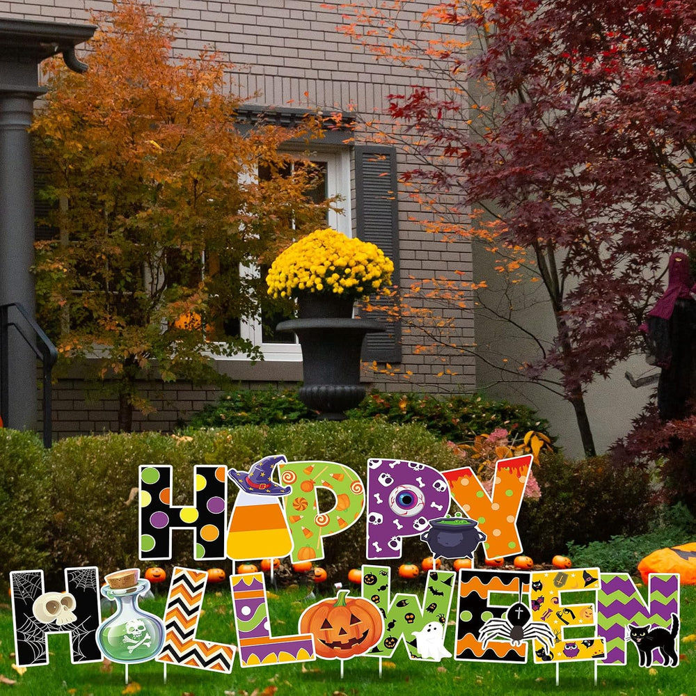 Yerliker 5 Pcs Happy Halloween Yard Sign Large Outdoor Lawn Decoration