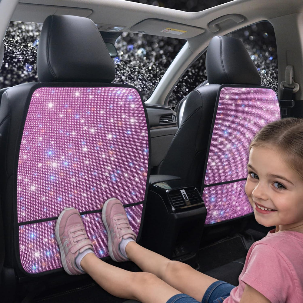 Bling Kick Mats for Car Seats with Pockets – Crystal Diamond Protectors for G...