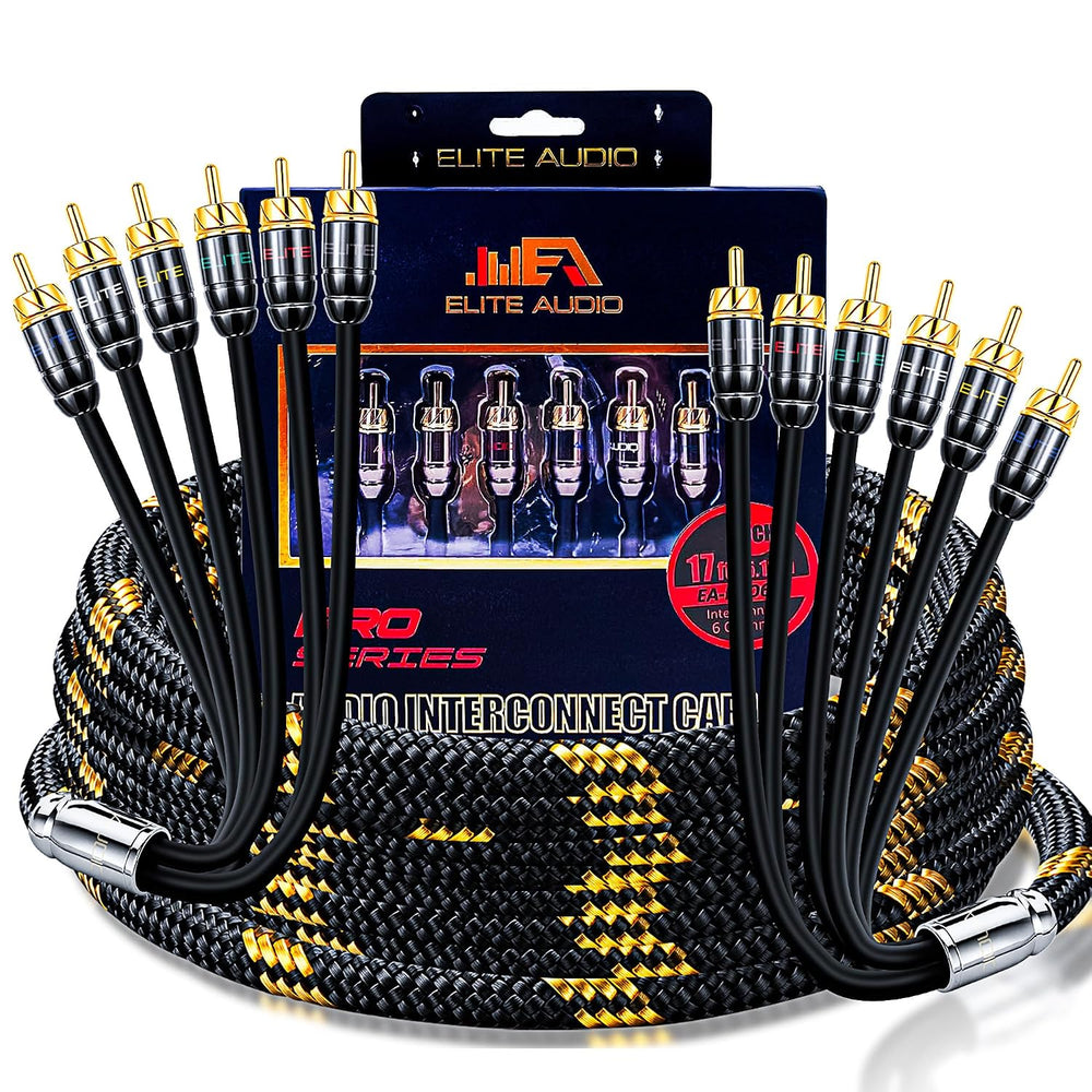 Elite Audio Pro Series | 17ft 6-Channel RCA Cable | OFC | Triple Shielded