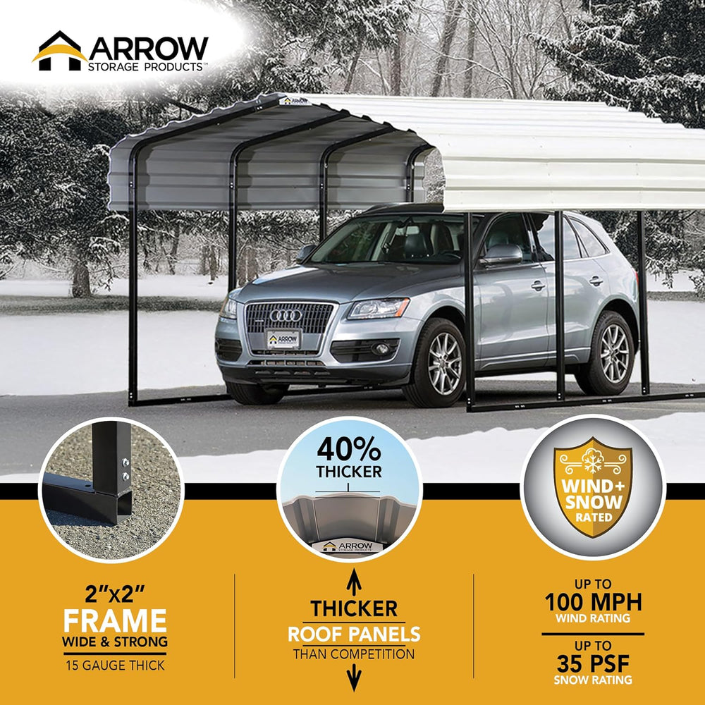 Arrow Carports Galvanized Steel Carport, RV Metal Carport Kit, 14' x 42