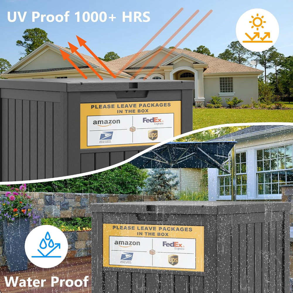 LHBGO Package Delivery Box for Outside with Sign, 48 Gallon Storage with Lock...