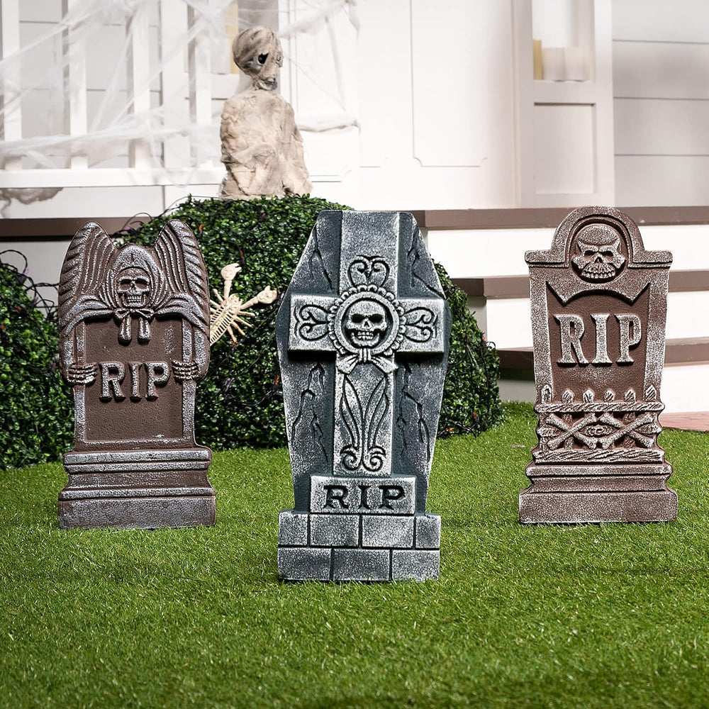 JOYIN 17โ Halloween Foam RIP Graveyard Tombstones (5 Pack), Halloween Tombsto...