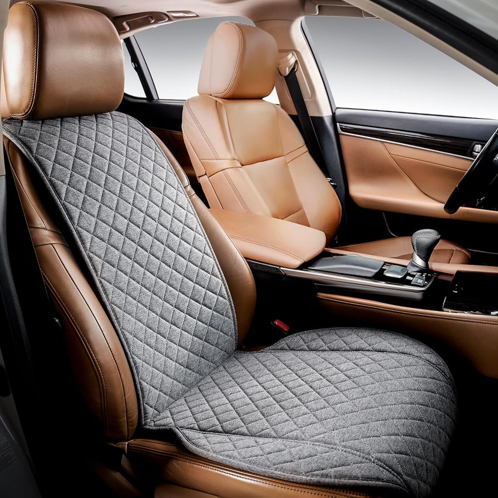 IVICY Faux Linen Front Car Seat Cover, Seat Protector, 1 Unit, Cool Gray
