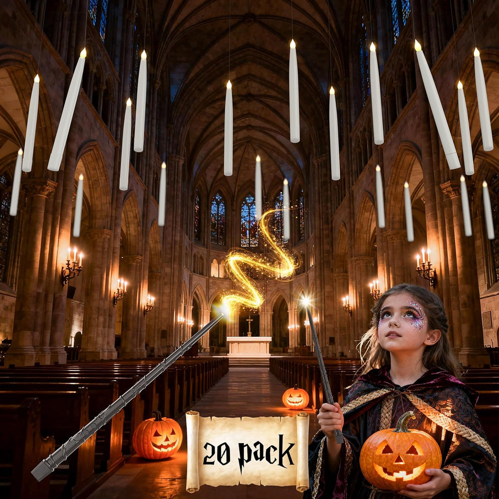 20PCS Floating Candles with Wand, Magic Hanging Candles, Flickering Warm Ligh...