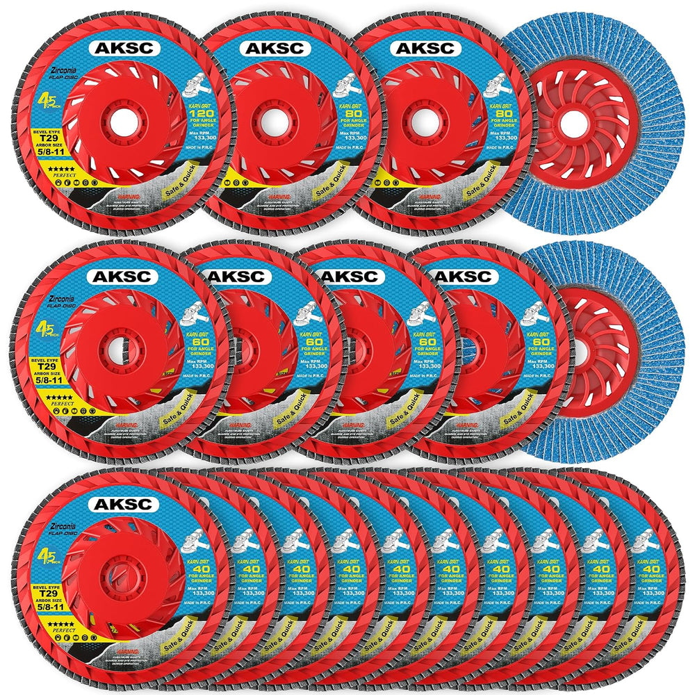 Flap Discs 40 60 80 120 Grit, 4 1/2 x 5/8-11 Inches, Type 29, 20 Pack