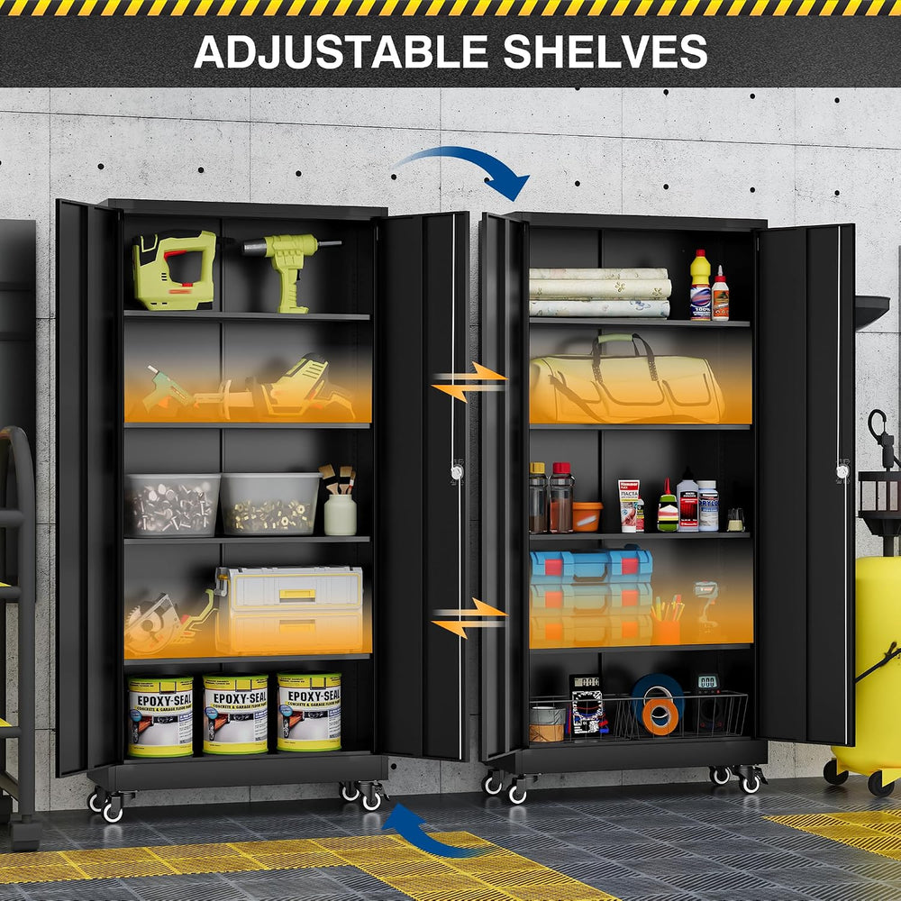 Fesbos Metal Rolling Storage Cabinet-74.6โ Tall Steel File Cabinets with Whee...