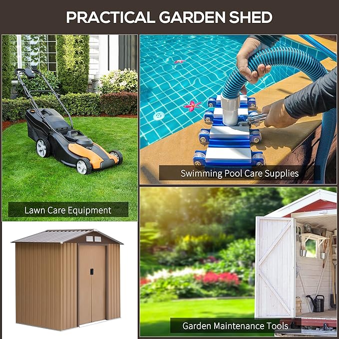 Outsunny 7' x 4' Outdoor Storage Shed, Garden Tool Metal Shed