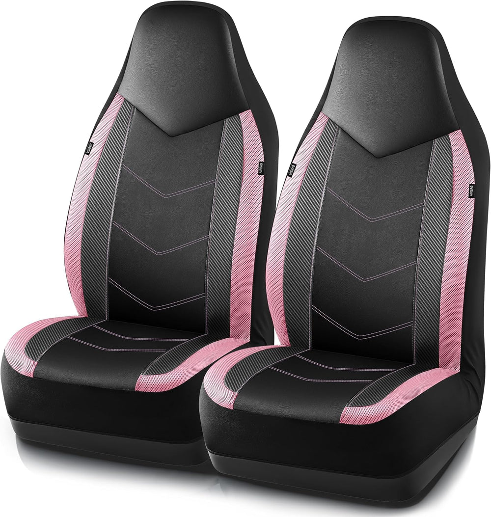 PIC AUTO Leather Car Seat Covers, Sports Carbon Fiber & Mesh Design, High...