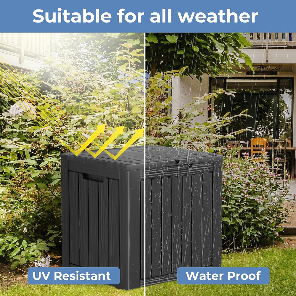 TARKARI 35 Gallon Outdoor Storage Box Waterproof, Resin Deck Boxes with Locka...