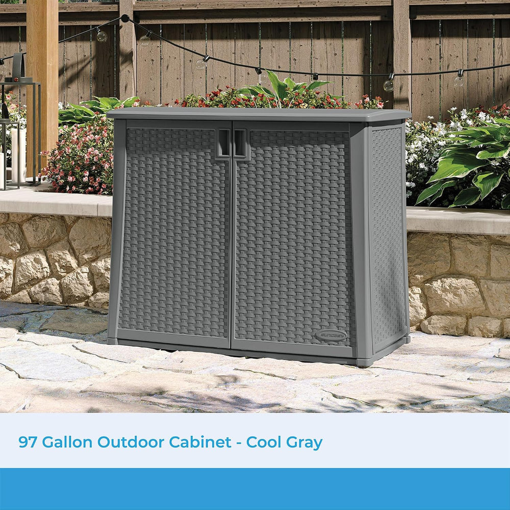 Suncast Lockable Outdoor Cabinet Storage for Patio, Garden and Backyard, 97 G...