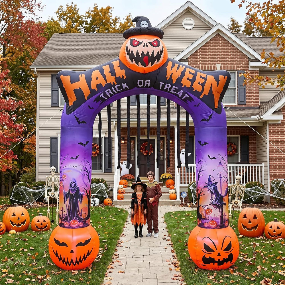 10 FT Halloween Inflatable Archway, Built-in LED Lights, Blow Up Outdoor Yard...