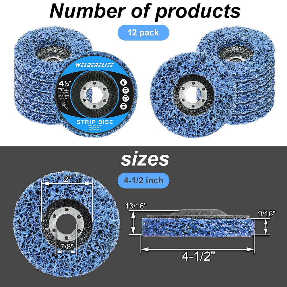 12-Pack Blue Stripping Discs for Angle Grinder 4-1/2" x 7/8" โ Rust...