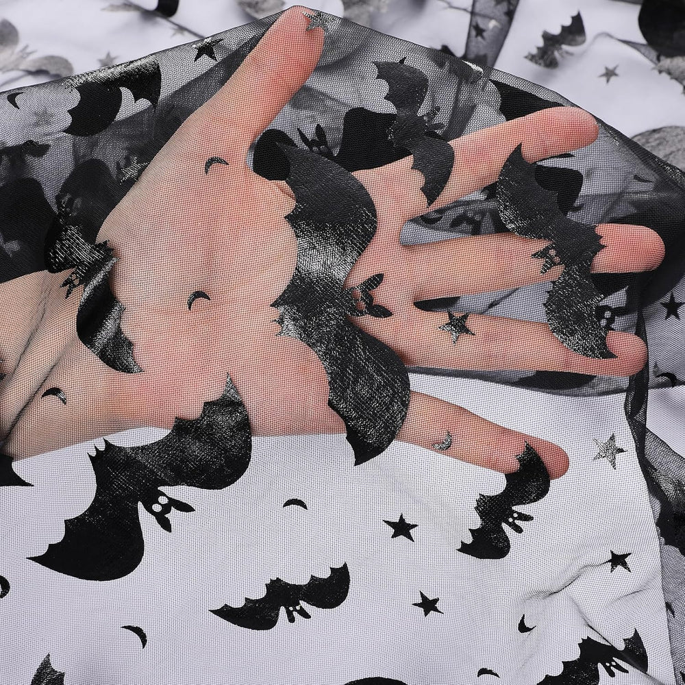 Halloween Table Runners Lace Black Bat Linen Drape Scary Theme Spooky Decor