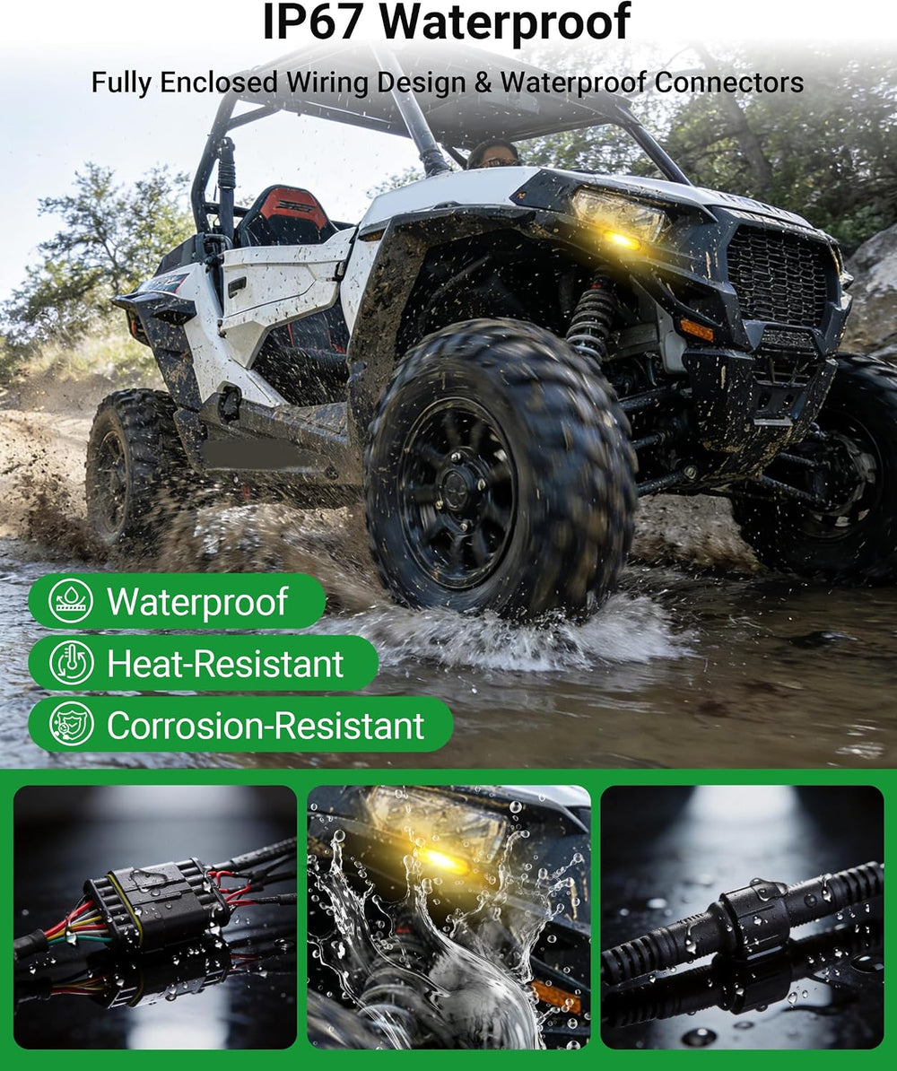 Universal UTV Turn Signal Kit with Horn 110dB, Plug&Play Street Legal UTV...