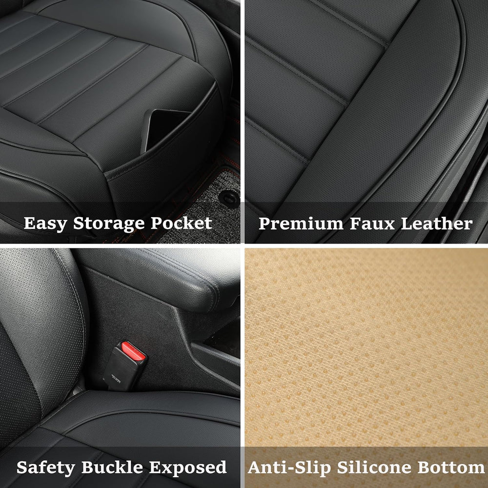 2 Pack Leather Front Car Seat Covers,Bottom Seat Covers for Cars,Driver Car S...