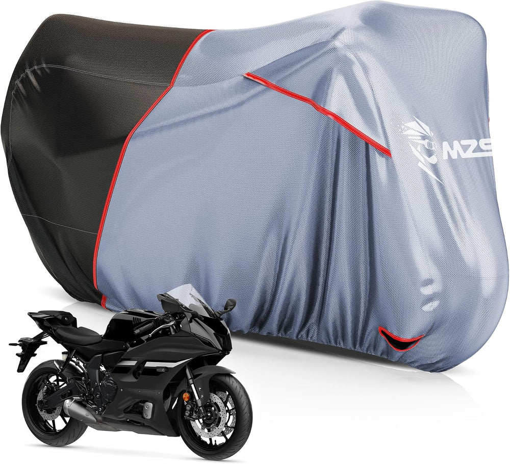 MZS Motorcycle Cover Waterproof Outdoor, Heavy Duty All Season Weather Sun Pr...