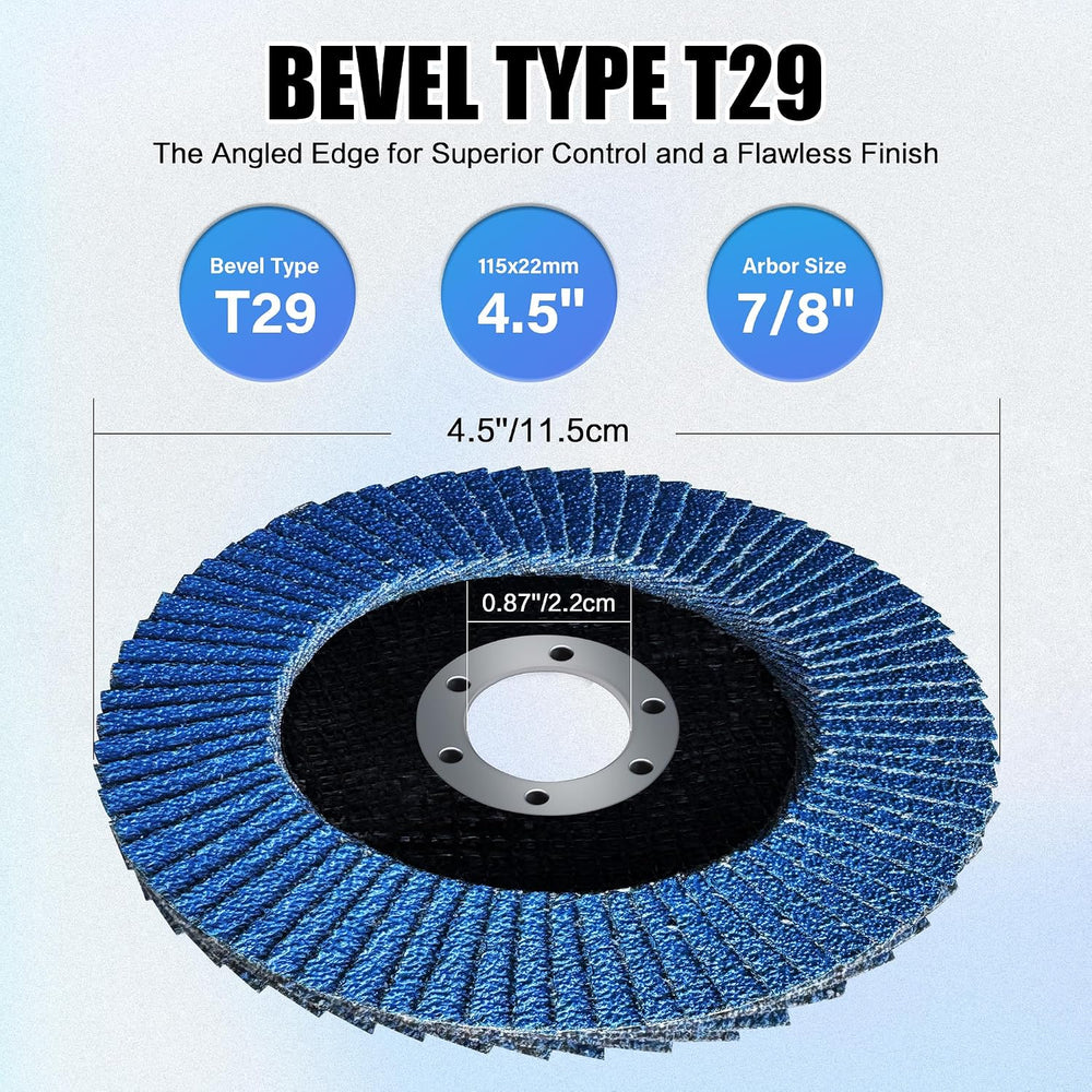 50 Pack Flap Discs 4 1/2" for Angle Grinder, 40/60/80/120 Grit, T29 Flap...